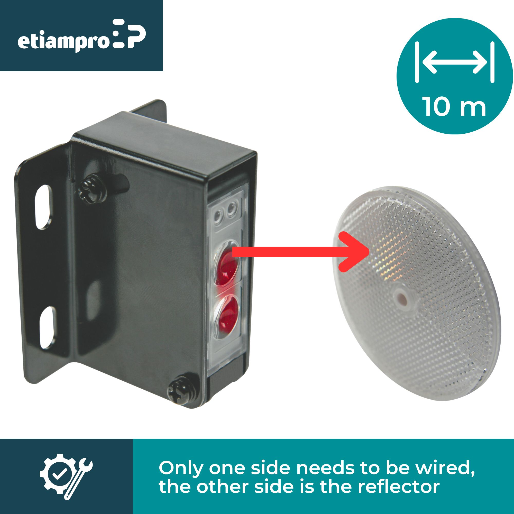 PEM10D Lichtsluis 10 meter sensor met reflector voor binnen en buiten - Afbeelding 5